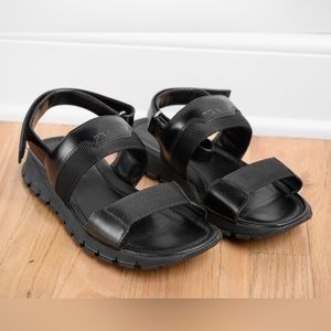 Prada Sport Black Leather Sandals Size 8 (Damaged)